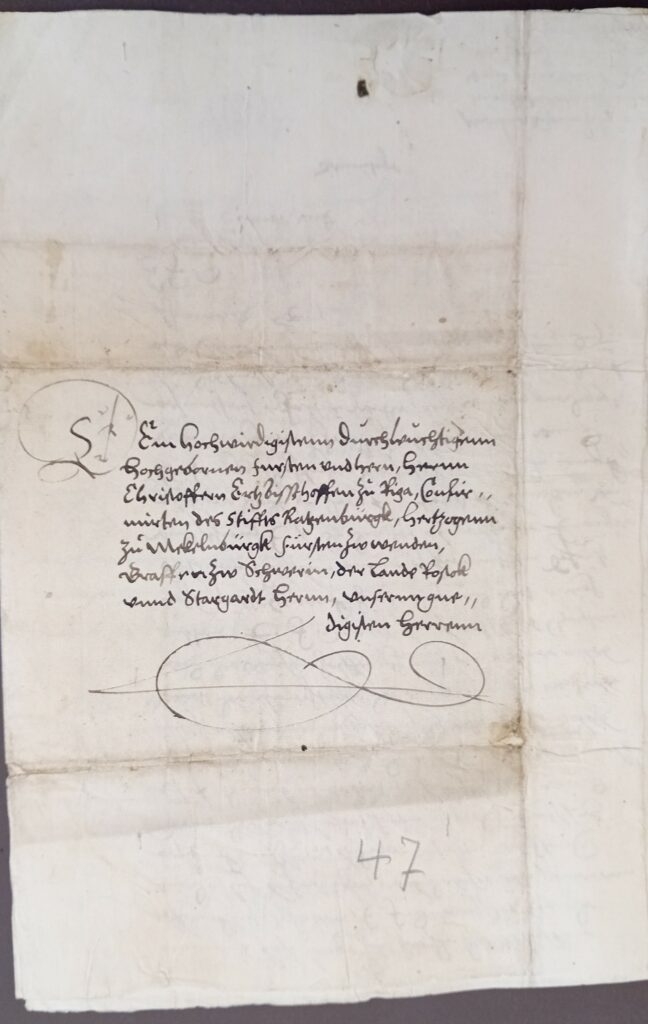 Vēstules adreses daļā, Raunā 1563.gadā