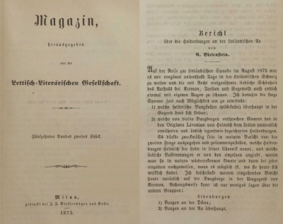 Augusta Bīlenšteina raksts, kurā viņš pamato hipotēzi par Kaupo lielās pils atrašanos Turaidas mūra pils vietā.&nbsp; Publikācija žurnālā “Magazin,..” 1873. gadā.