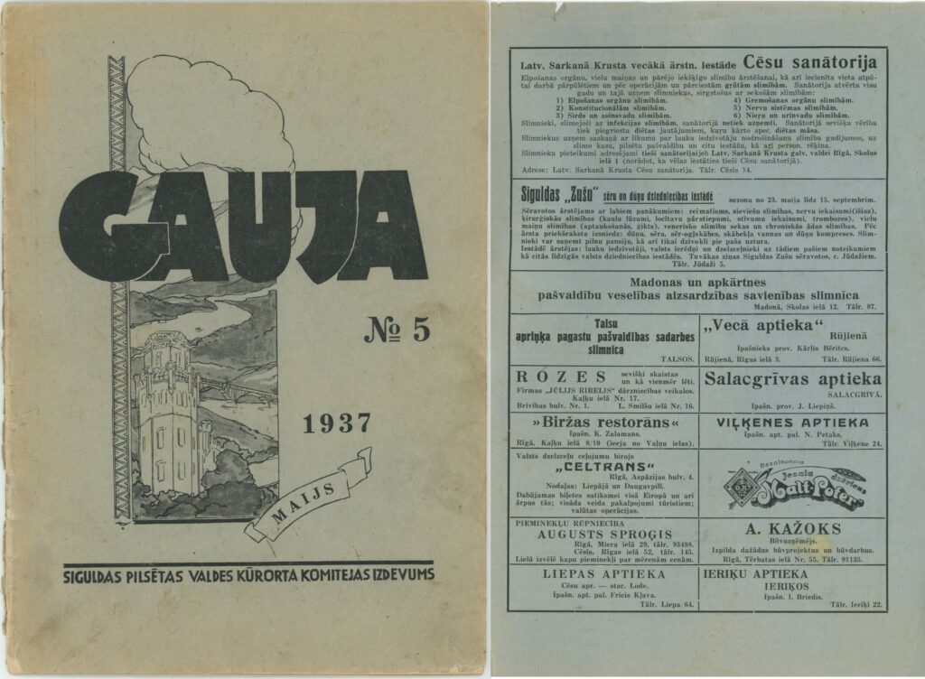 Siguldas 1937.gada kūrorta komitejas izdevuma lapa