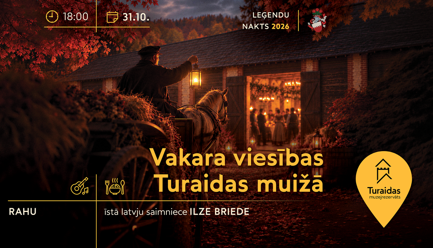 Leģendu nakts 2026 aicina uz „Vakara viesībām Turaidas muižā”